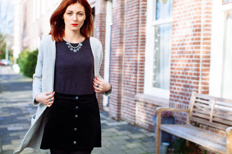 Black Velvet Skirt Outfit
