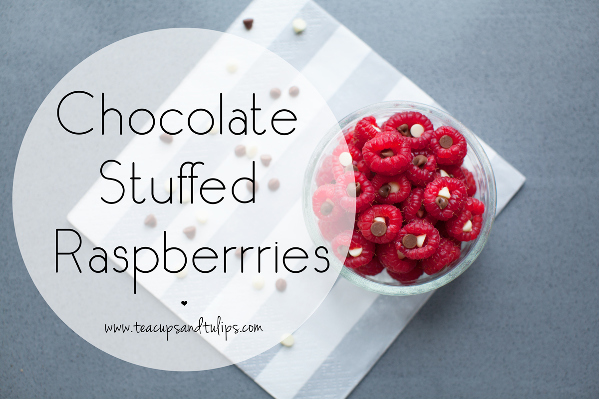 Chocolate stuffed raspberries. Healthy treat