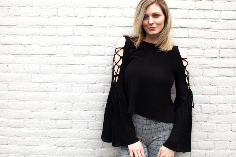 Black open shoulder top