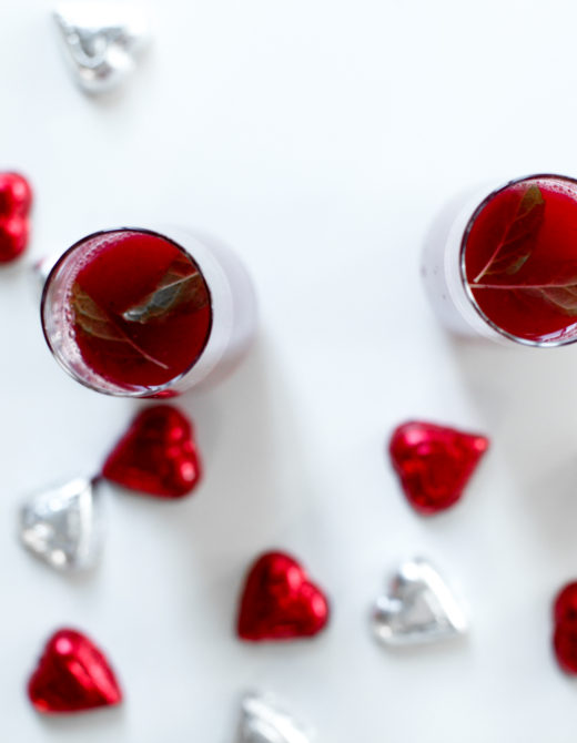 Triple berry mimosas recipe for Valentine's day