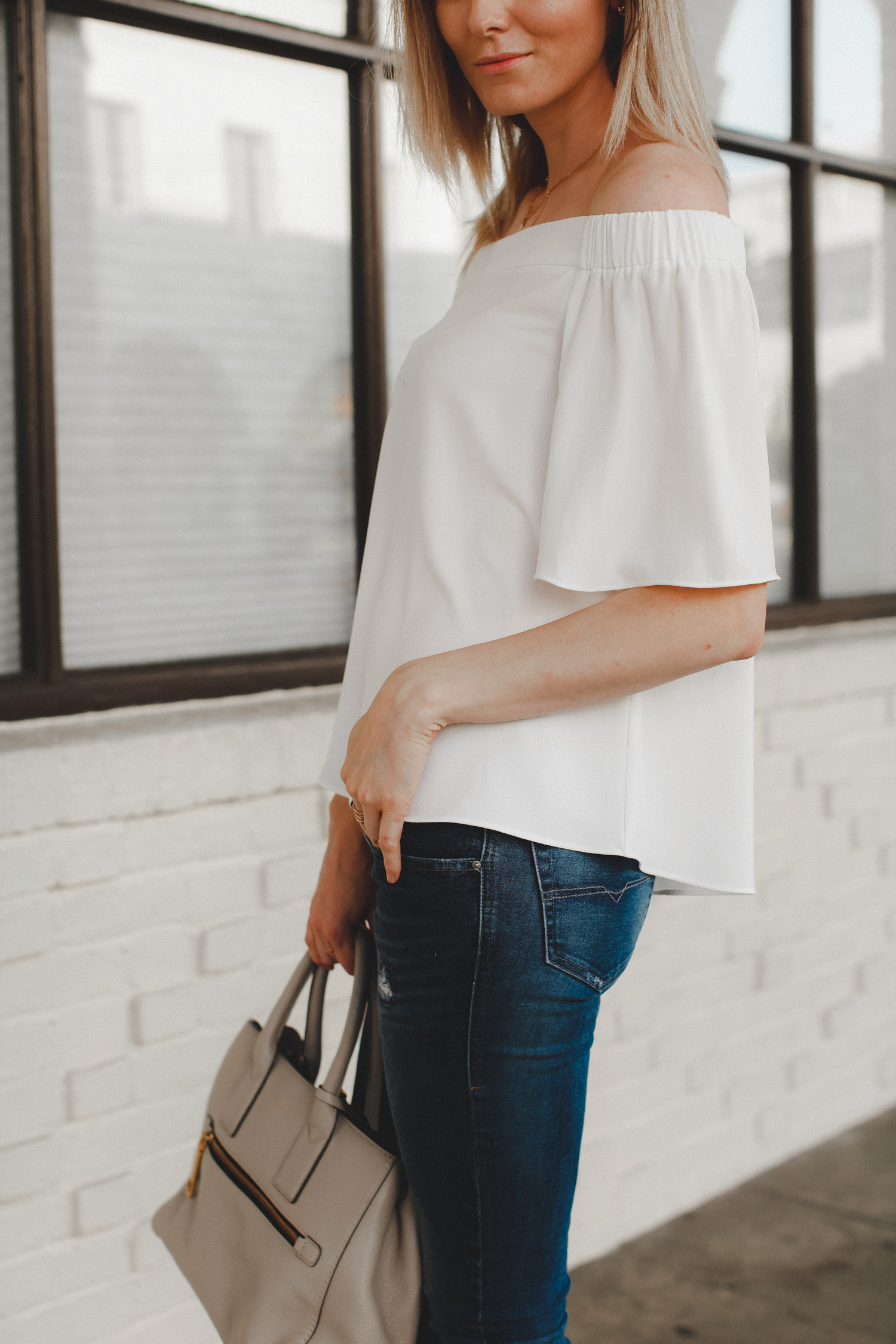 White off the shoulder top