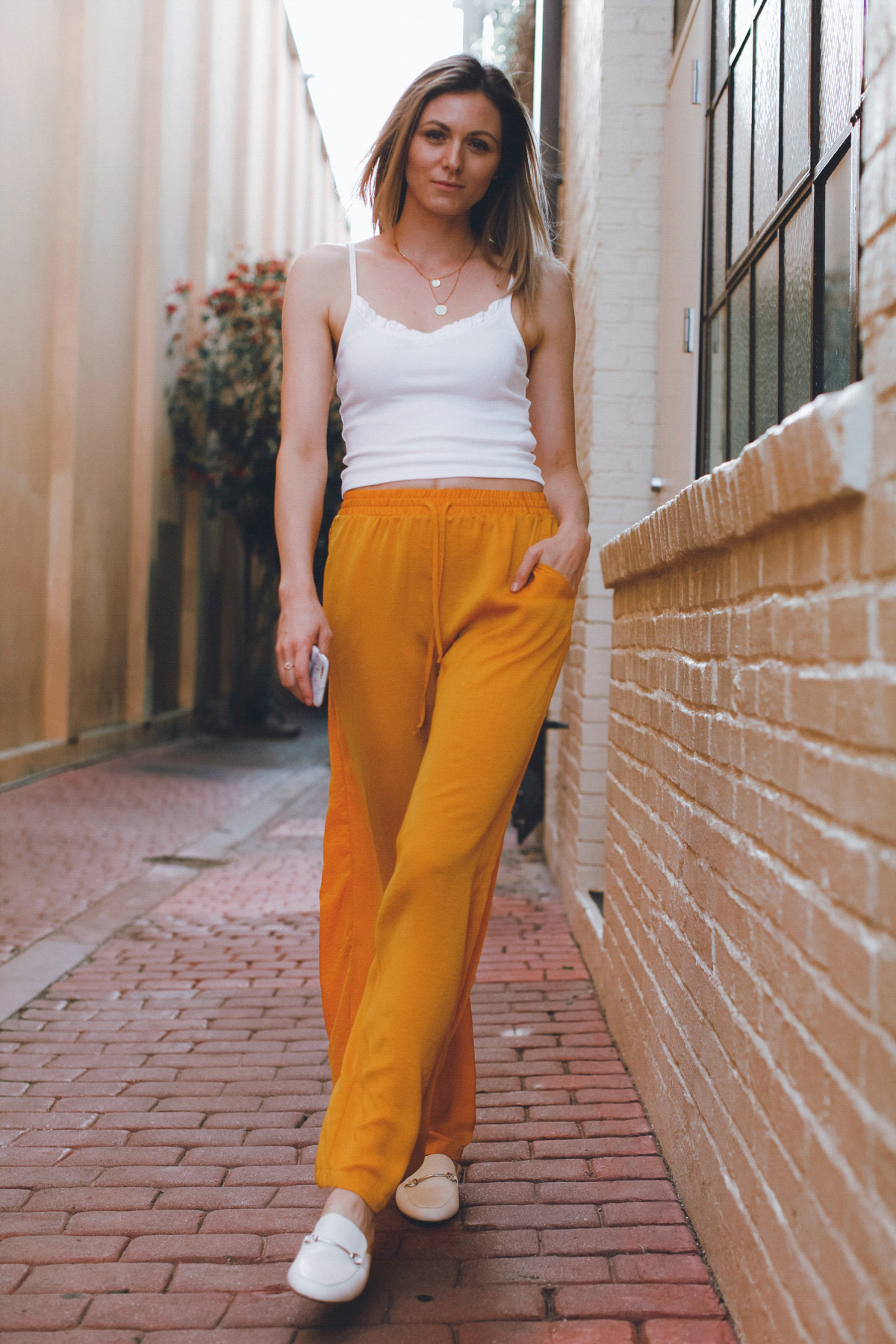 Wide leg trousers and crop top