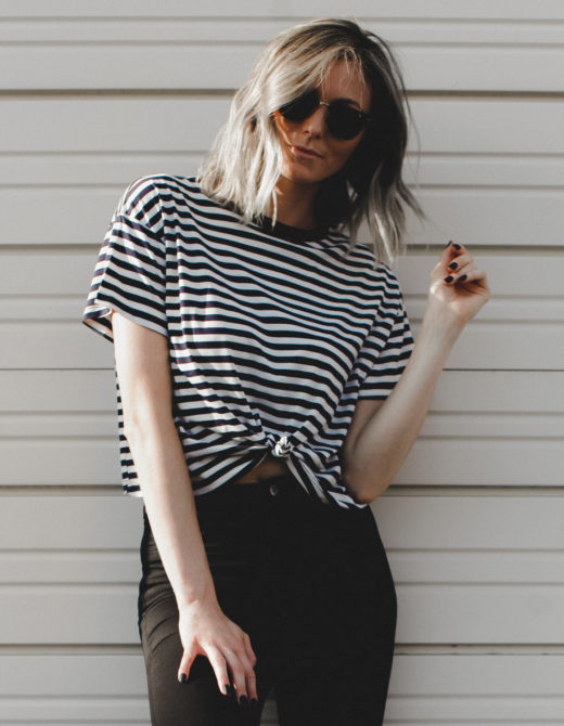 Stripe Knot Tee in Black and White