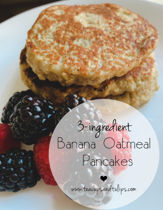 Banana Oatmeal Pancakes Recipe featured by top US food blog, Tea Cups & Tulips