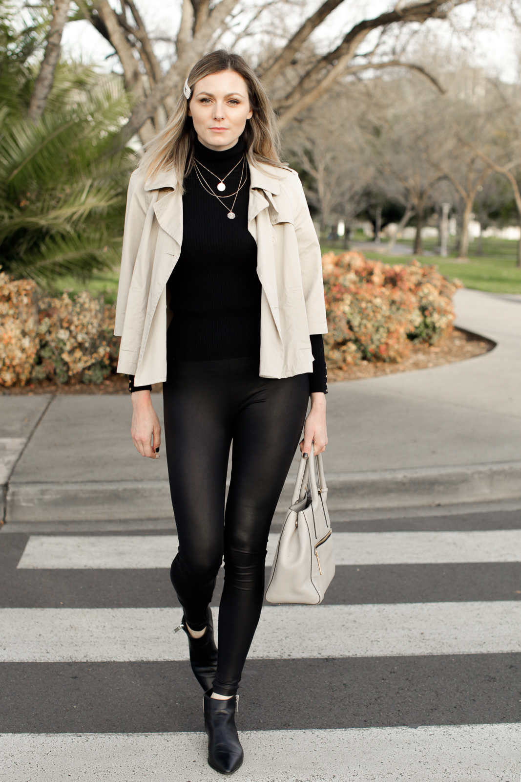 How to wear faux leather leggings, fashion tips featured by top US fashion blog, Tea Cups & Tulips