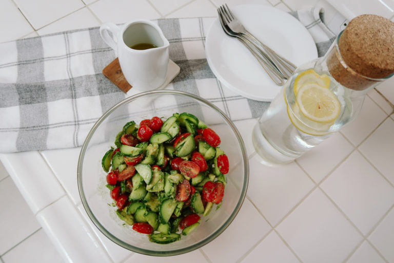 Quick Refreshing Summer Salad: Cucumber Tomato Avocado Salad Recipe featured by top US lifestyle blog, Tea Cups & Tulips