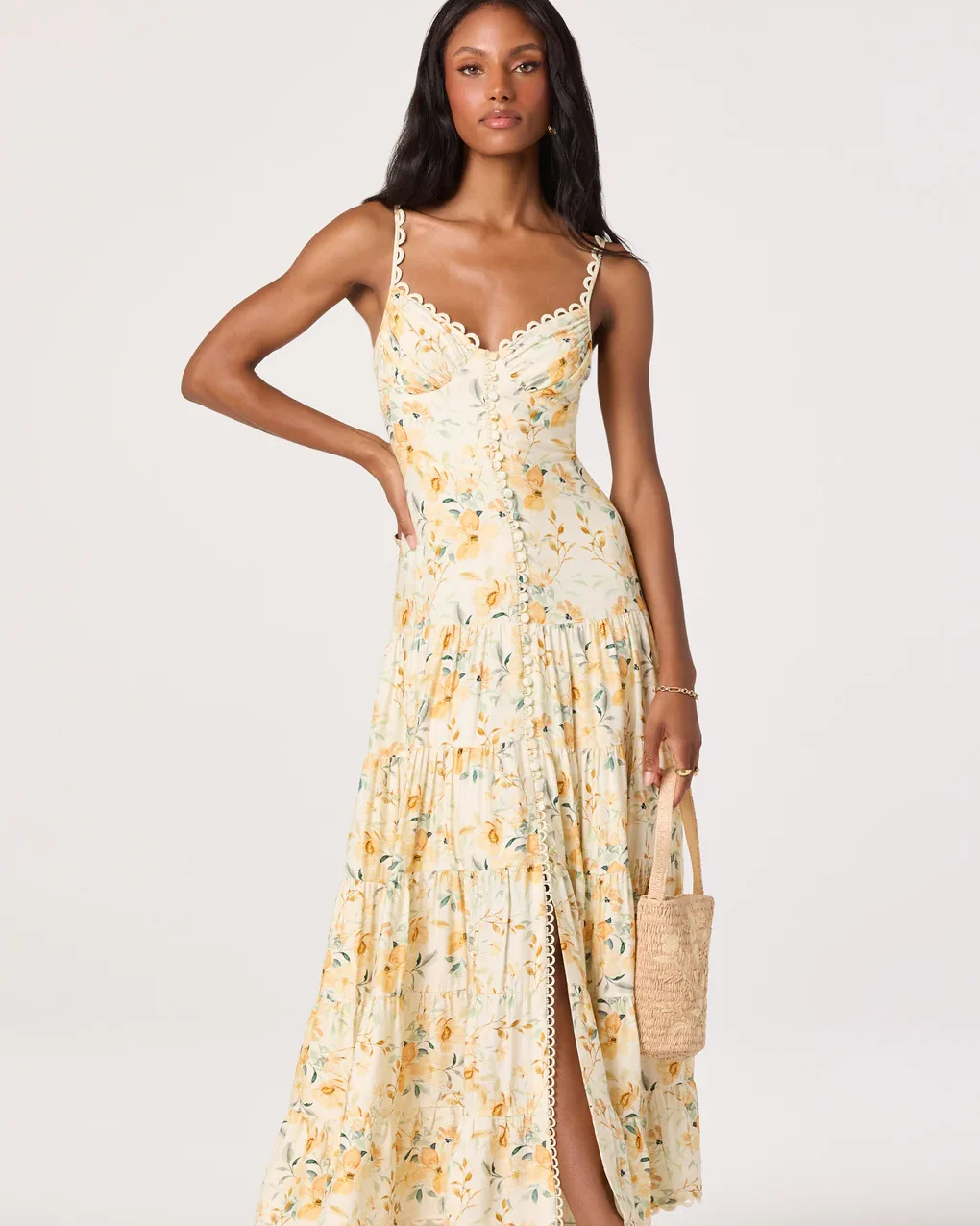 Tazia Scalloped Sweetheart Maxi Dress
